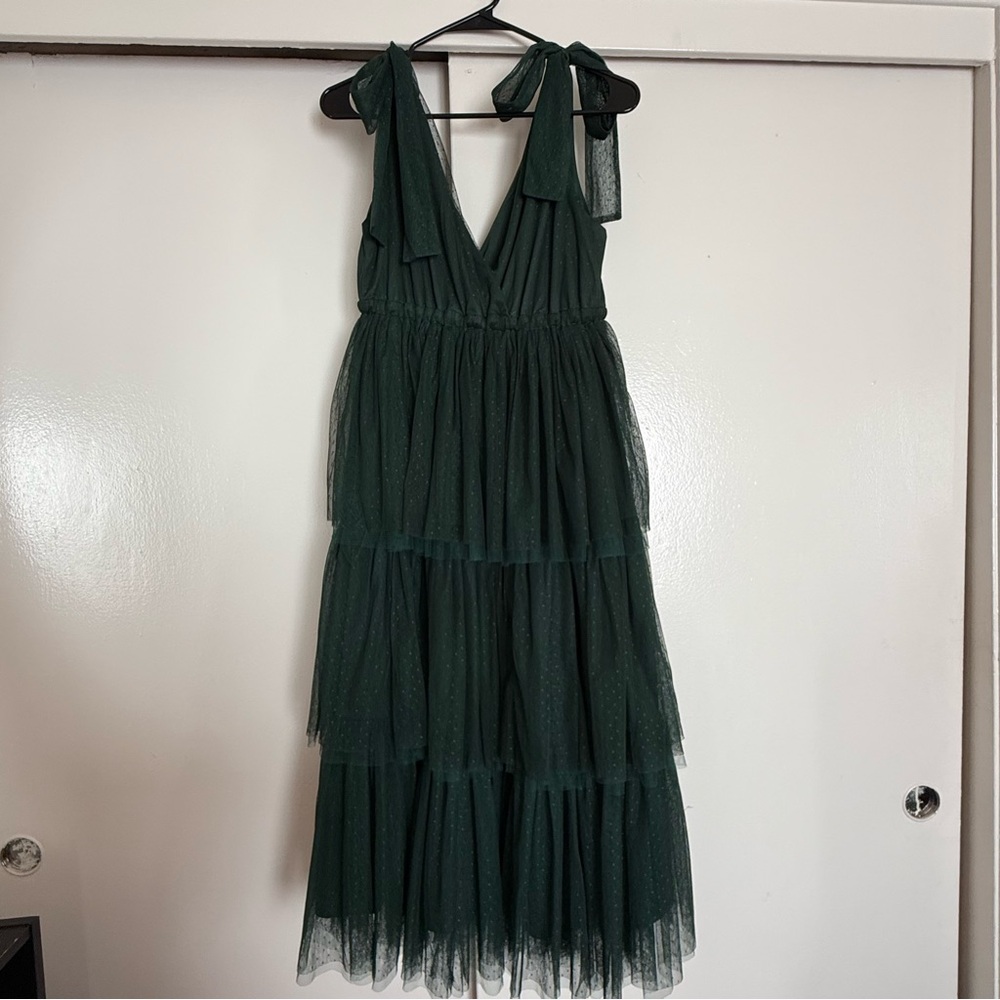 Baltic Born Forest Green Tiered Tie Dress